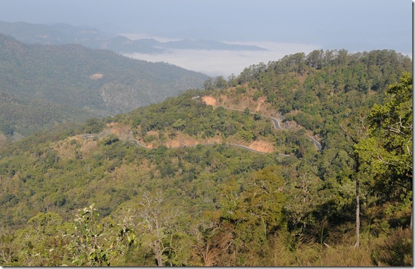 Road climbs towards Pai