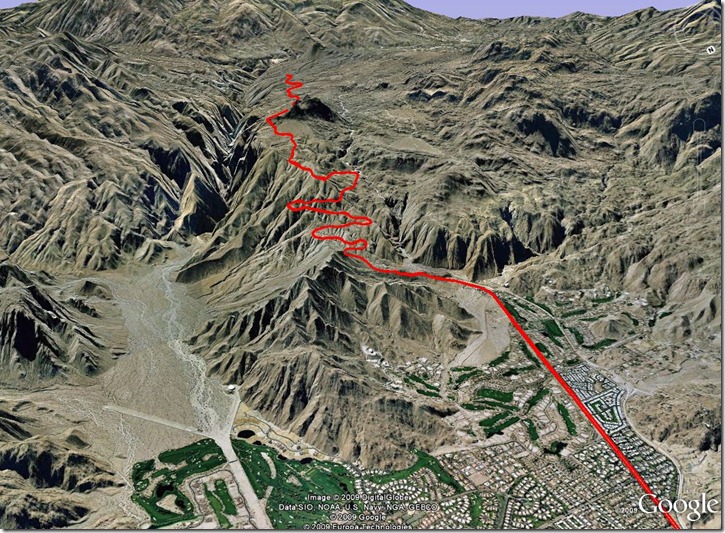Palms to Pines climb in Google Earth